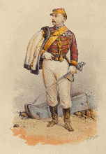 Bixio in una litografia acquarellata di Victor Adam