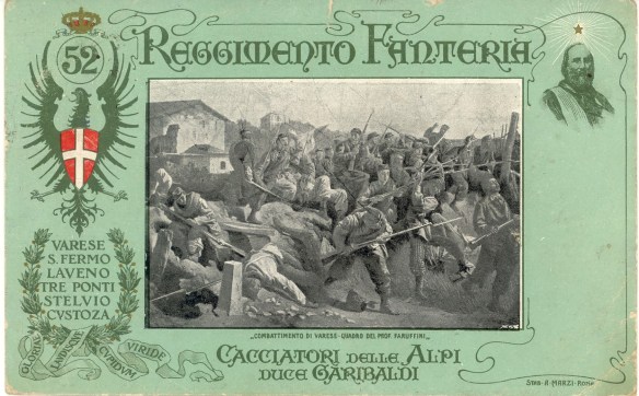 Caartolina Postale del 52° Reggimento Fanteria spedita a Frejus fine'800 primi anni del'900.