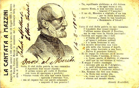 Cartolina Postale italiana spedita nel 1906 da Ventimiglia a Costantinopoli.