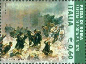 emissione del 4 Novembre 2011 - Presa di Roma, breccia di porta Pia, 1870