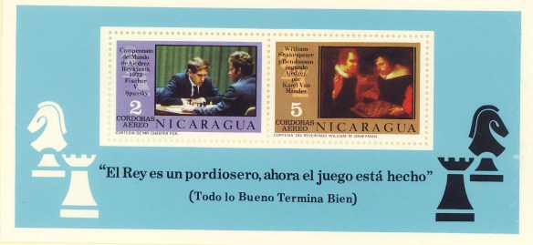 Nicaragua - foglietto commemorativo del mondiale Fischer - Spassky del 1972