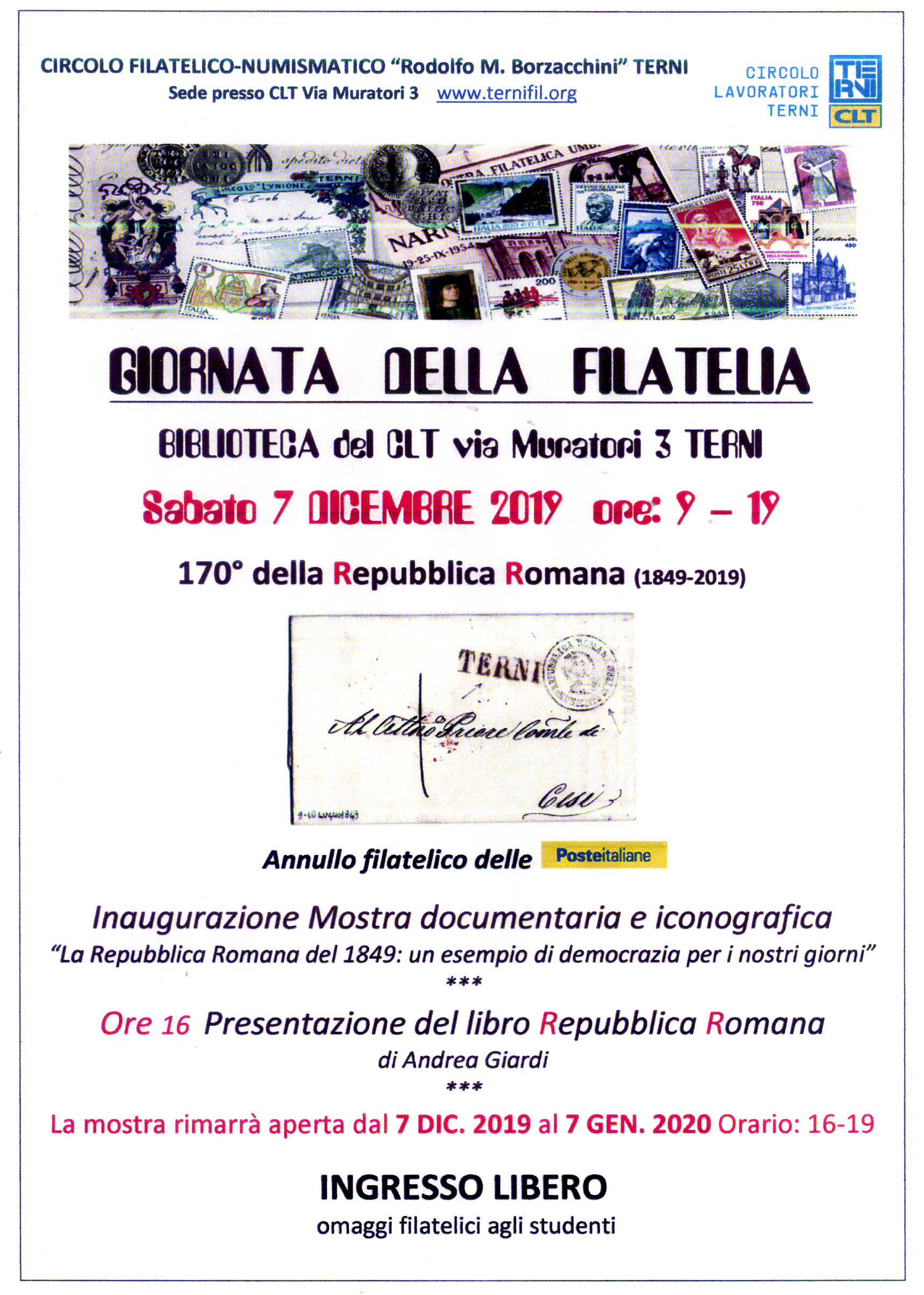 Locandina giornata filatelia 2019